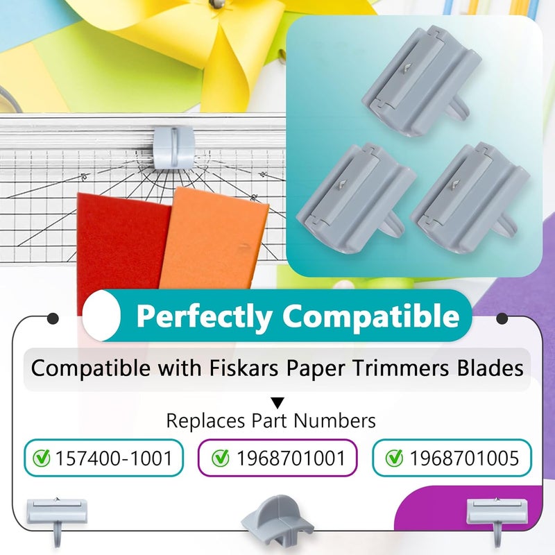 Joworthy 3 Pcs 157400-1001 Paper Trimmers Blades Replacement for Fiskars Blades, Compatible with 12" Portable Paper Cutter Style I Blade 1968701005, Grey - Image 4